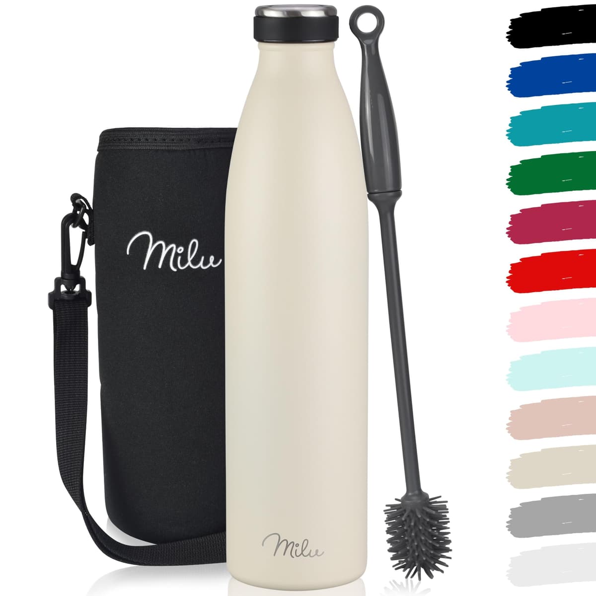 Milu Stainless Steel Drinking Bottle 1500 ml - Insulated Thermo Flask for Water - Leak Proof, Insulated and Double Walled, Carbonated (Granite Navy Blue, 1,5L) — view 59