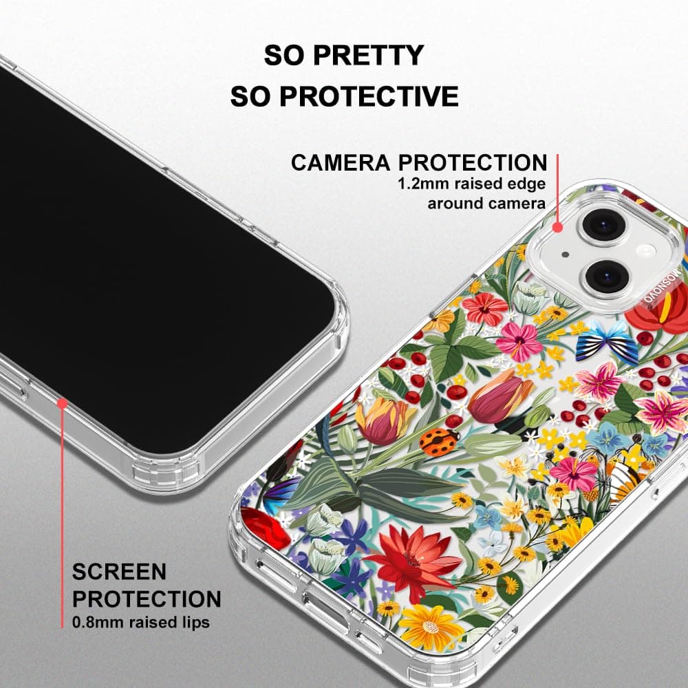 MOSNOVO Case for iPhone 13/14, [Buffertech 6.6ft Military-Grade Drop Protection] [Anti Peel Off Tech] Clear TPU Bumper Phone Case Cover Design - In The Garden — view 5