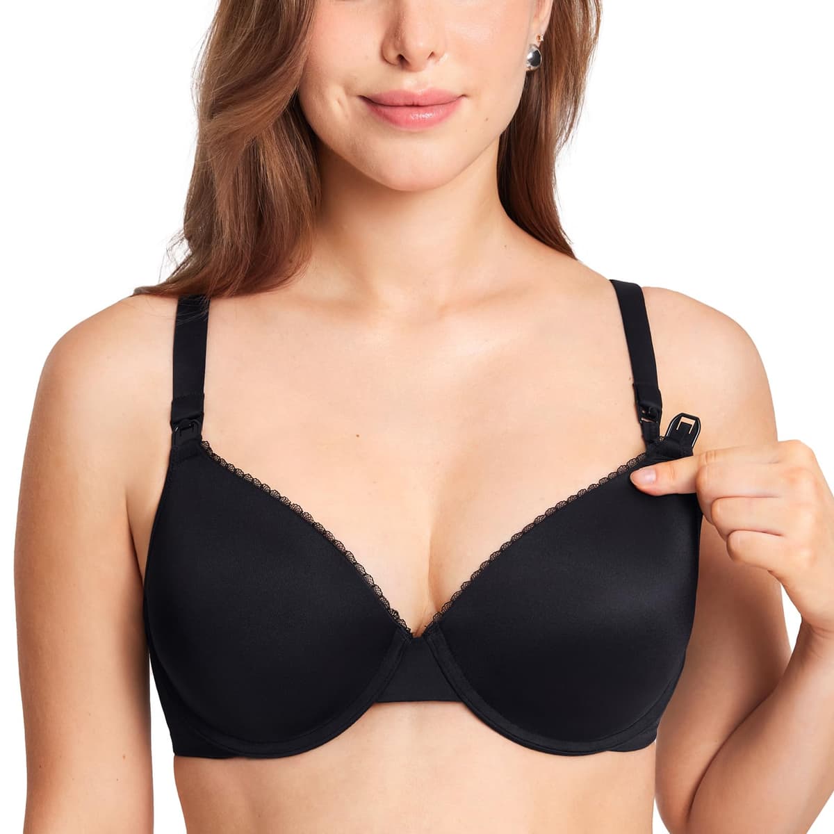 Gratlin Women's Full Cup Lightly Lined Plunge Underwire Maternity Nursing Bra — view 9