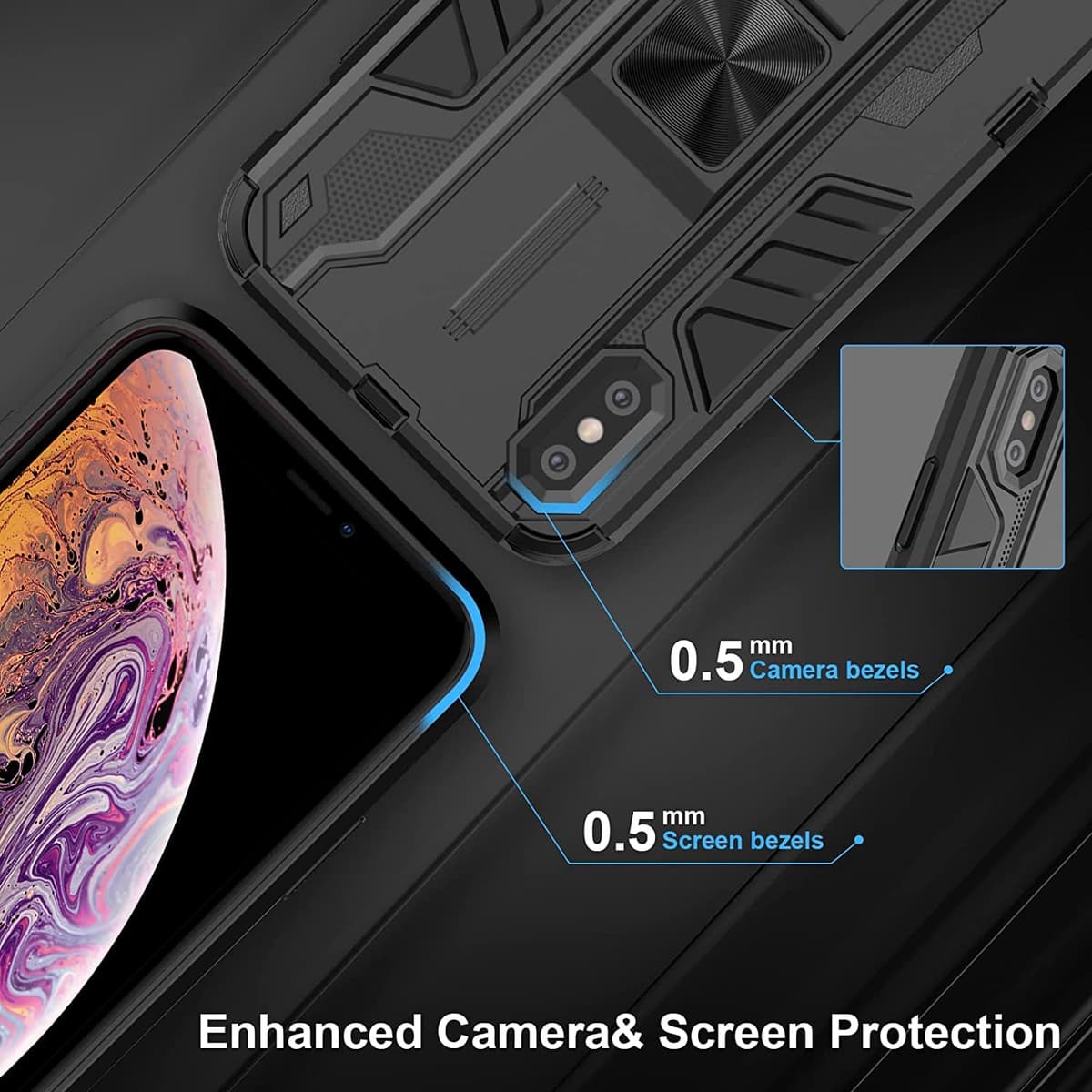 Funda para CMF Phone 2 Pro, Carcasa Antigolpes con Soporte anular metálico, Case Protectora de Grado Militar, Negro — view 609