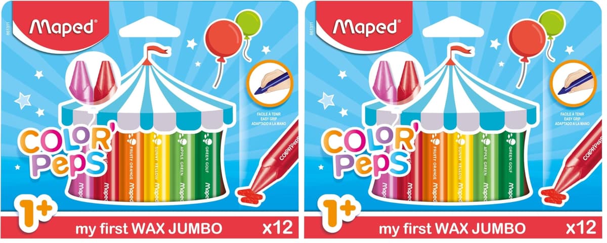 Maped Ceras de Colores Wax Jumbo, Set de 12 Crayones para Niños, Tacto Suave y Compacto con Funda de Papel para No Manchar, Colores Vibrantes y Resistentes — view 6