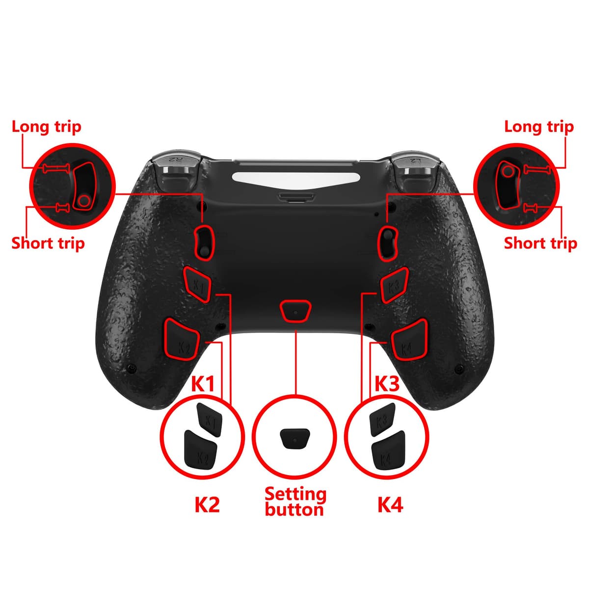 eXtremeRate Decade Tournament Controller(DTC) Actualización Kit para ps4 JDM-040/050/055 Control Actualización Board&Carcasa Ergonómica&Botones Traseros&Gatillos Stops-No Incluye Mando(Negro) — view 4