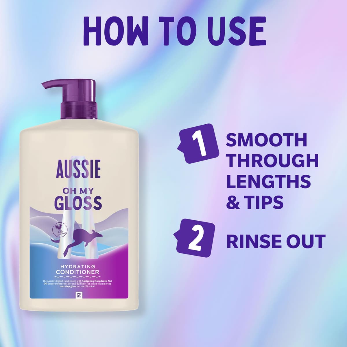 Aussie Oh My Gloss Hydrating Conditioner 1000ml. Softens and Smooths Dry & Dull Hair. Infused with Australian Macadamia Nut Oil. Vegan and Cruelty-Free — view 8