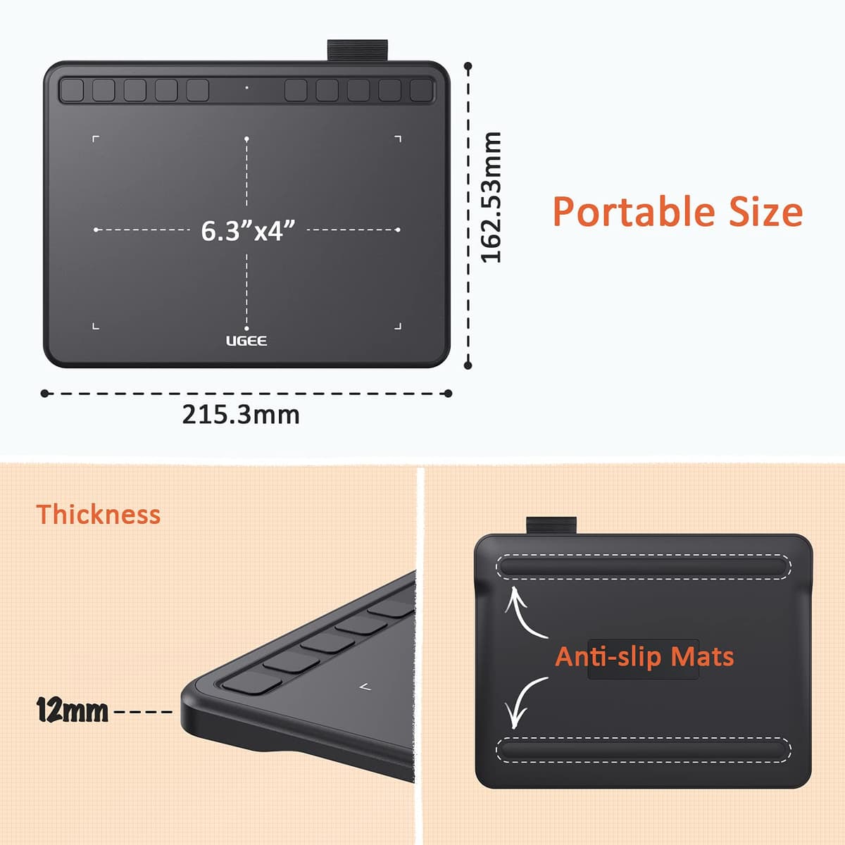 Tableta Gráfica UGEE S640,Tableta Digitalizada Portátil Ultradelgada de 2.4G,con Función de Inclinación, Teclas Personalizadas, Lápiz sin Pilas para Windows Mac Linux — view 7