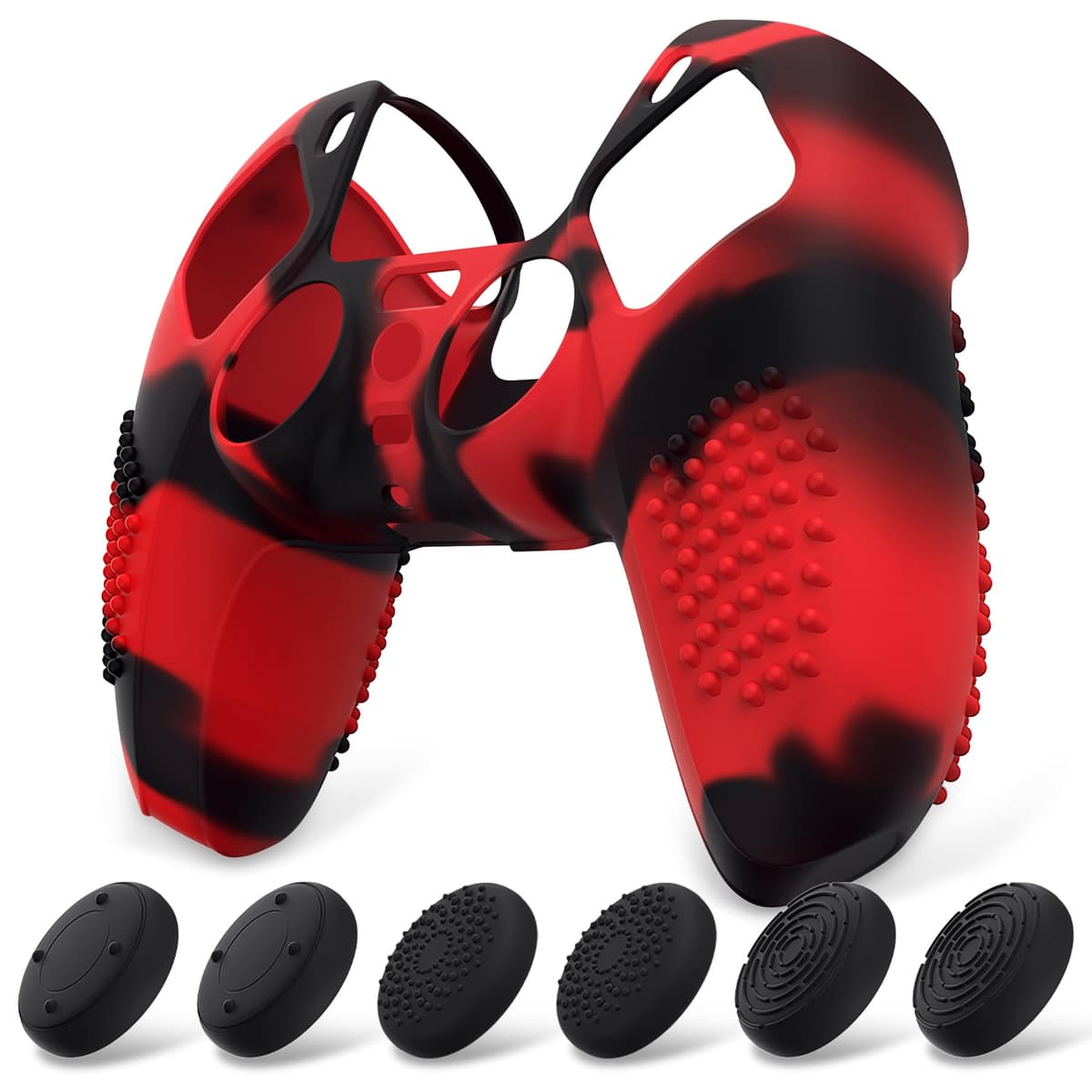 eXtremeRate PlayVital Funda de Silicona para ps5 Mando - Carcasa Protectora con 6 Tapas de Joysticks, Impermeable, Resistente y Antideslizante, Funda de Goma Suave, 3D Tachonado (Matcha Verde) — view 25