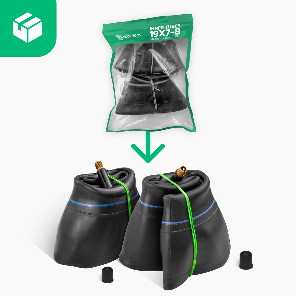 MOOVMOOV 2 Cámaras de aire 19x7-8 | Compatibles con Neumáticos de 18x6.50 a 19x7-8 pulgadas - Tamaño universal Válvula Recta TR13 - Para Cortadoras de Césped, Tractores, Carritos de Golf y Otros — view 2