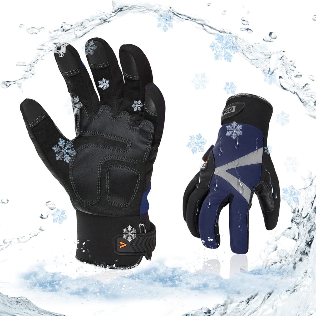 Vgo... 1-Pair -4℉ or above Thinsulate C100 Lined High Dexterity Touchscreen Synthetic Leather Winter Warm Work Gloves, Waterproof Insert (XL,Black,SL8777FW) — view 13