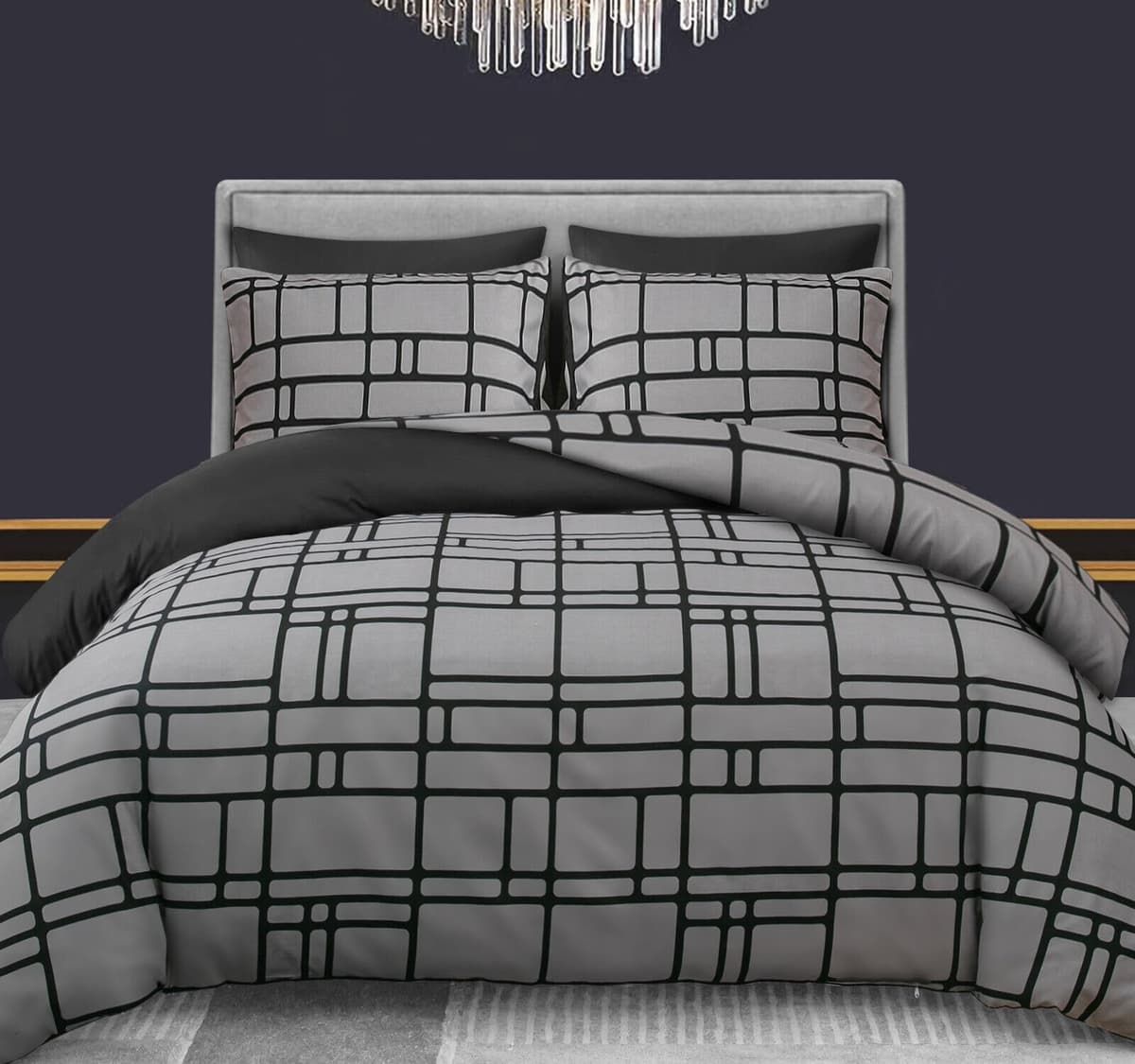 Pamposh 3 Pcs Single Duvet Cover Set with Matching Black Single Fitted Sheet 40 cm Extra Deep Pocket - UltraSoft Breathable Premium Microfibre Reversible Quilt Cover Bedding Set For All Seasons — view 57