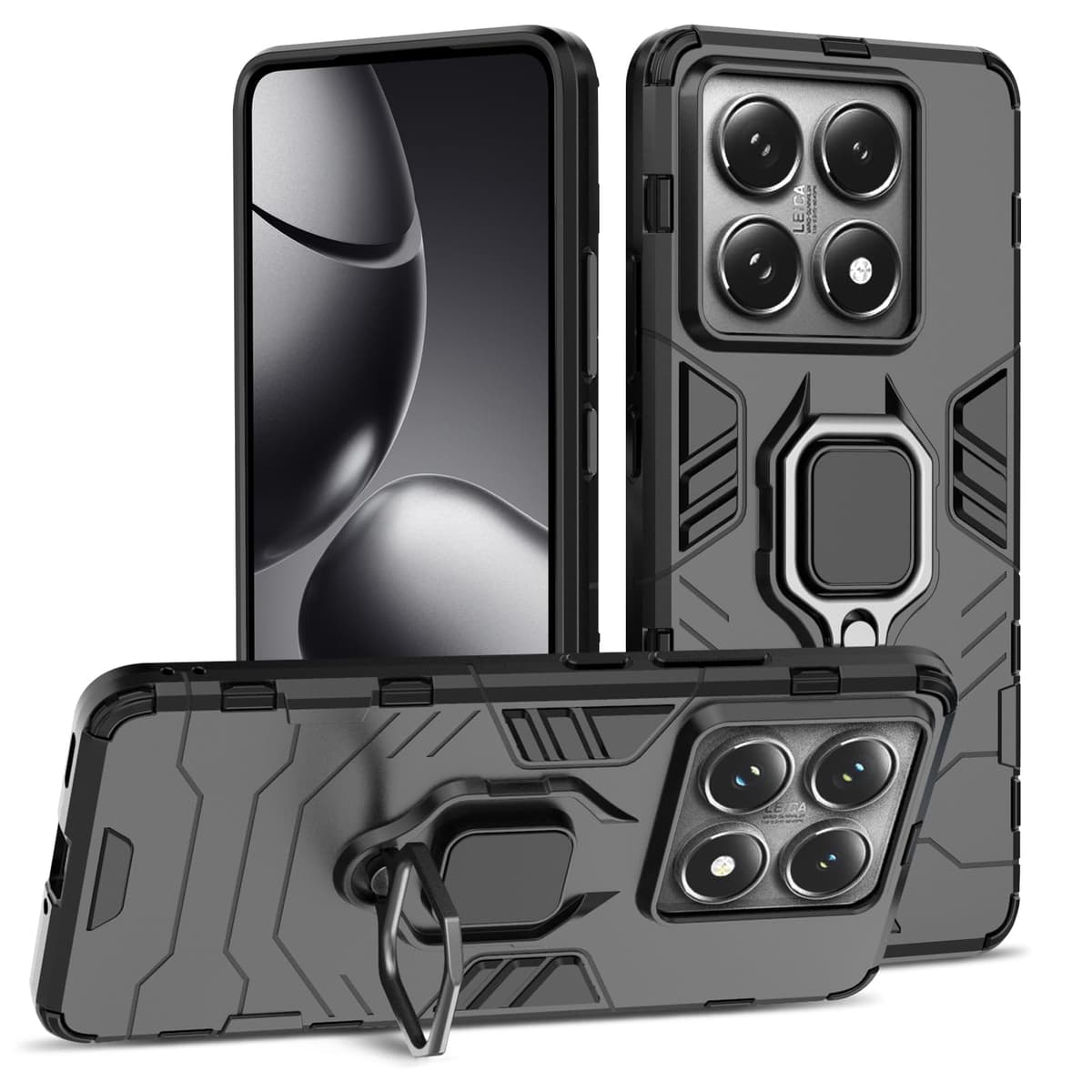 Funda para CMF Phone 2 Pro, Carcasa Antigolpes con Soporte anular metálico, Case Protectora de Grado Militar, Negro — view 1451