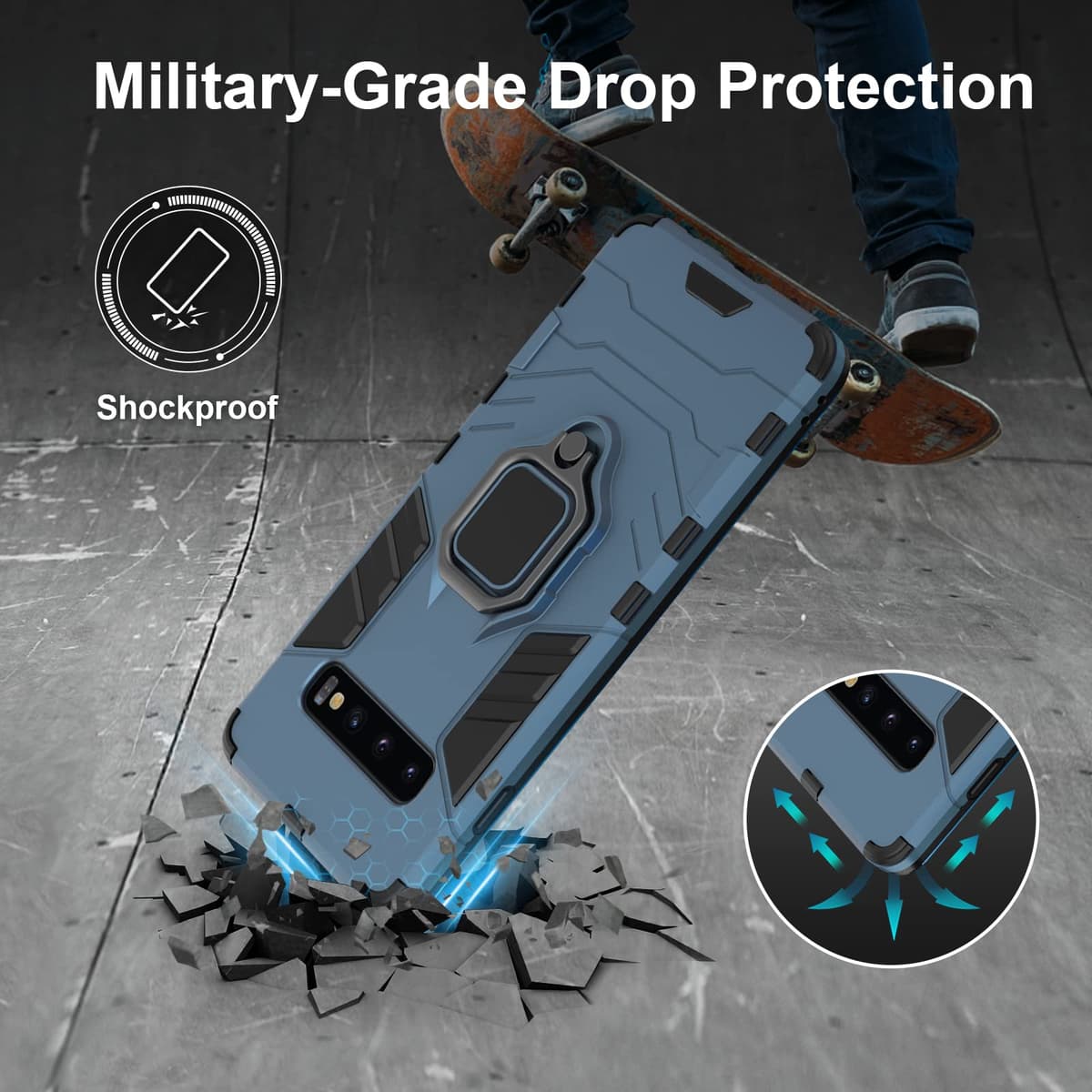 Funda para CMF Phone 2 Pro, Carcasa Antigolpes con Soporte anular metálico, Case Protectora de Grado Militar, Negro — view 531