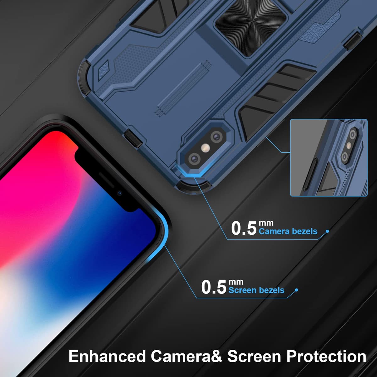 Funda para CMF Phone 2 Pro, Carcasa Antigolpes con Soporte anular metálico, Case Protectora de Grado Militar, Negro — view 903