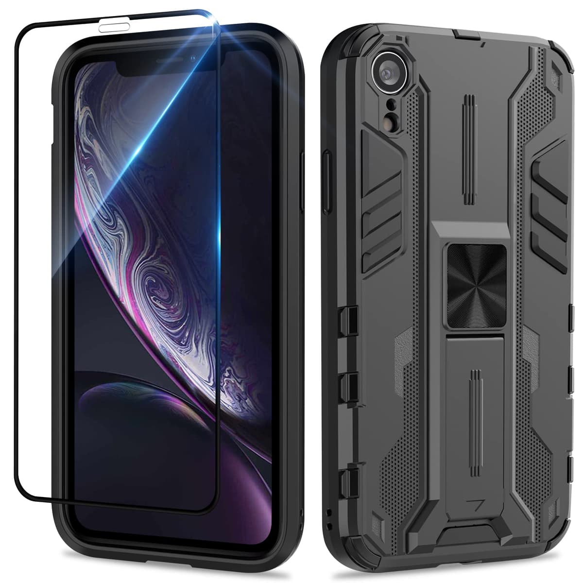 Funda para CMF Phone 2 Pro, Carcasa Antigolpes con Soporte anular metálico, Case Protectora de Grado Militar, Negro — view 572
