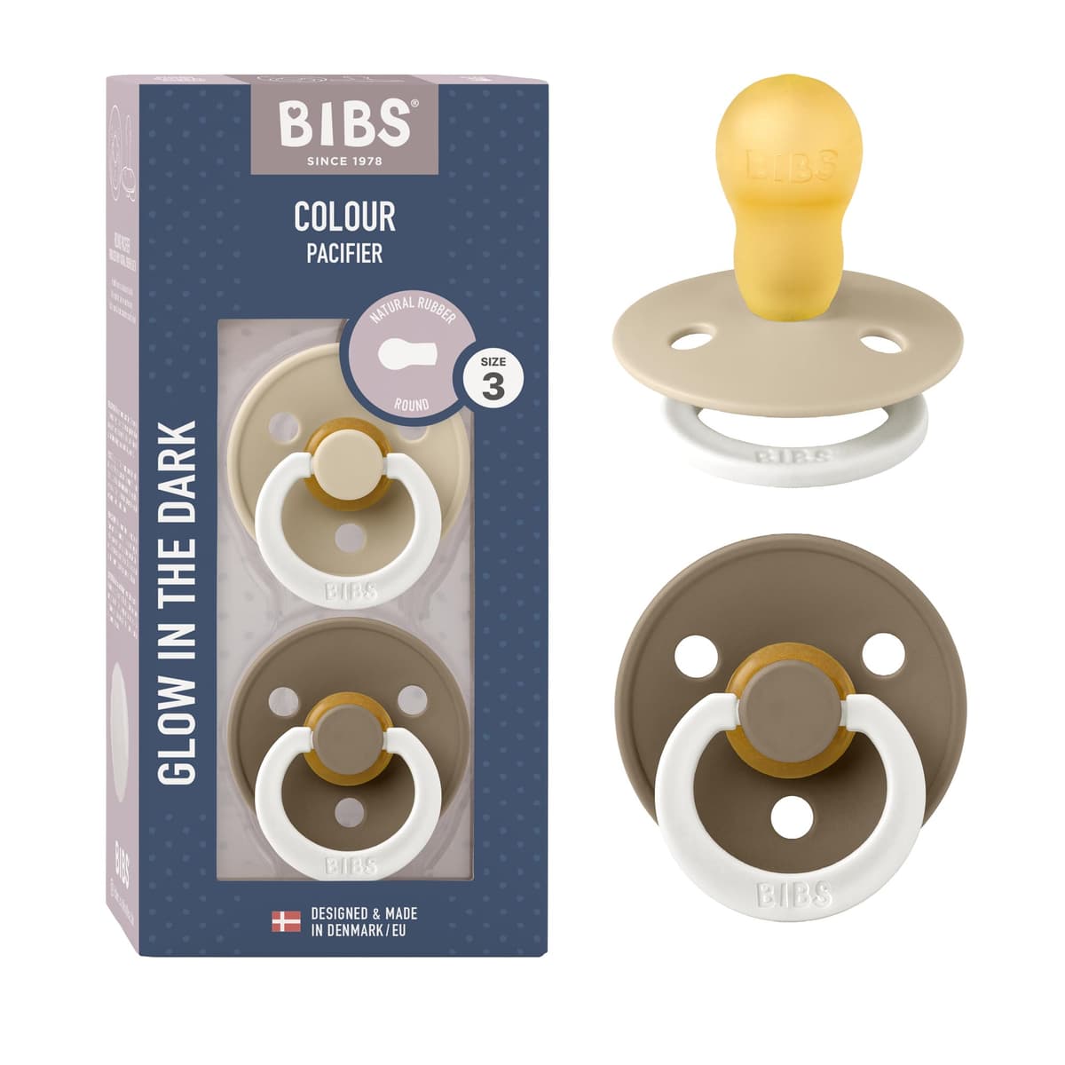 BIBS Colour Soother 2-Pack, BPA Free Dummy Pacifier, Round Nipple. Natural Rubber Latex, Size 2 (6-18 Months), Sky Blue/Steel Blue — view 28