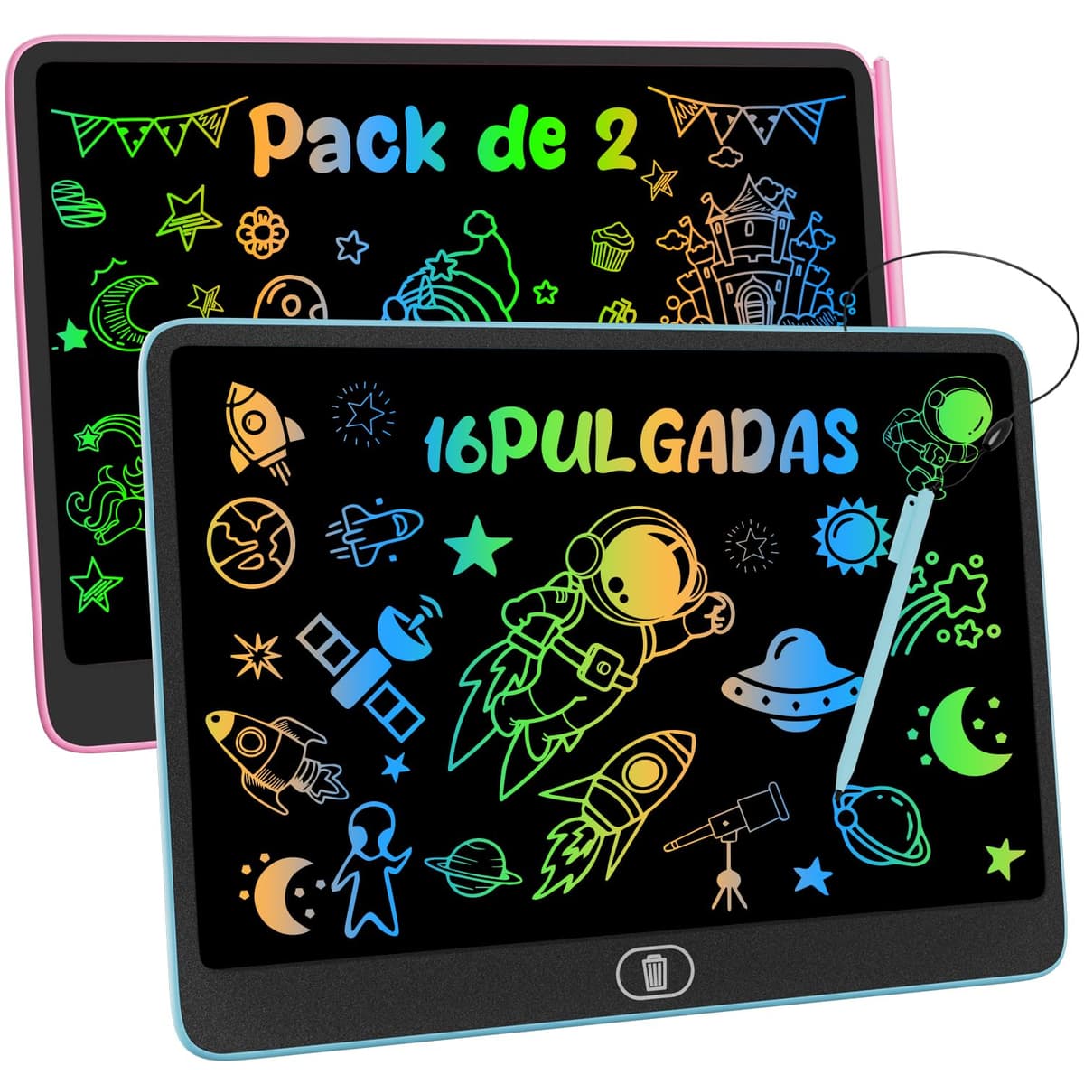 16 Pulgadas Tableta de Escritura LCD, Electight Infantil Tableta de Graffiti de Colores para Niños 3~12 Años, con Borrable y Bloqueo Función, Reutilizable, Juguete Educativo Halloween Navidad, Azul — view 9