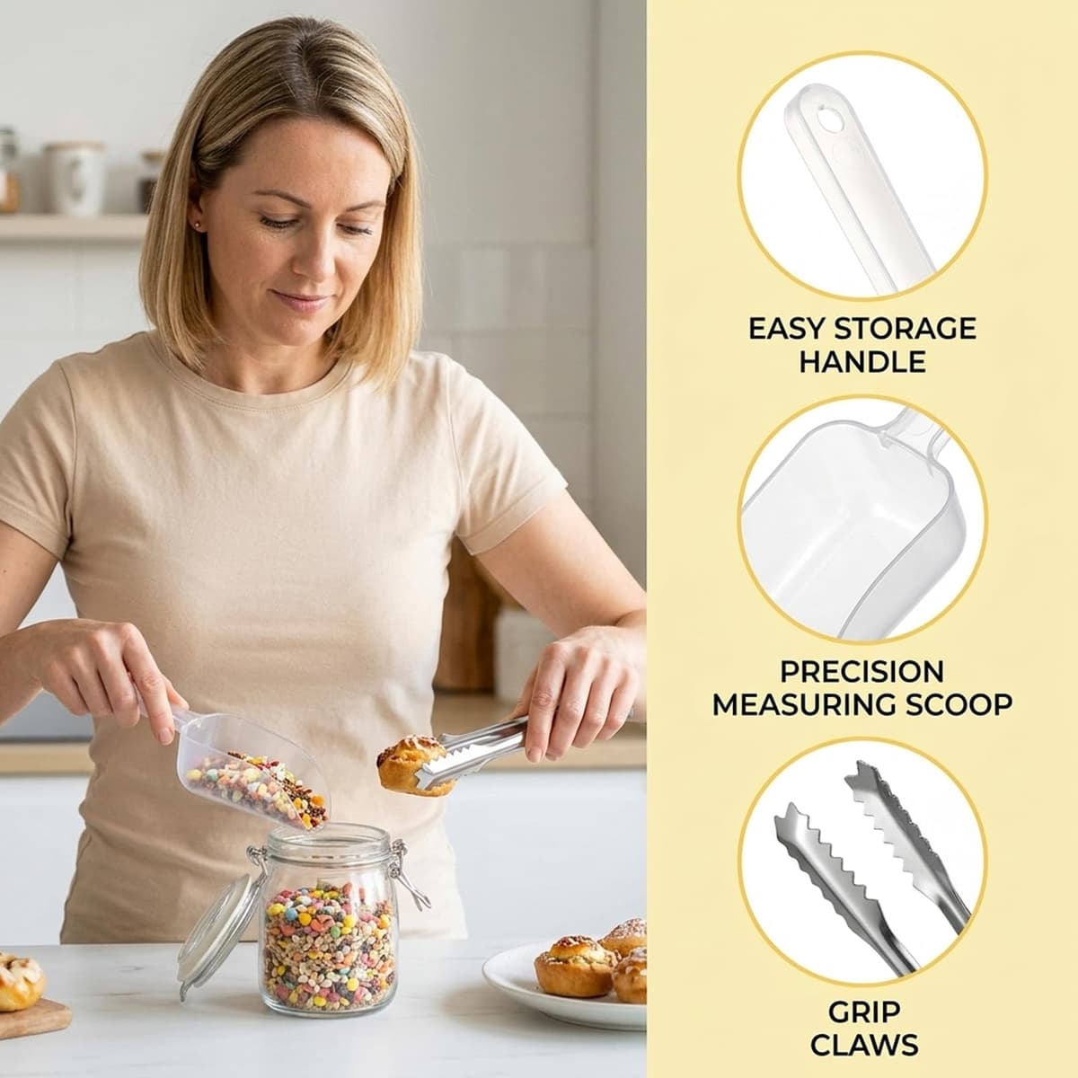 10PCS Ice Scoop and Tongs Set, Small Sweet Scoop for Utility and Tongs for Party Supplie — view 4