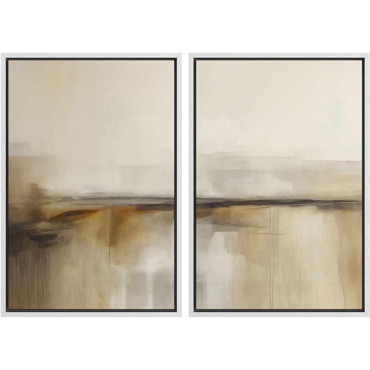 MUDECOR Framed Canvas Print Wall Art Set Watercolor Pastel Duotone Tan Landscape Abstract Shapes Illustrations Modern Art Decorative Contemporary for Living Room, Bedroom, Office - 24"x36"x2 Natural — view 56