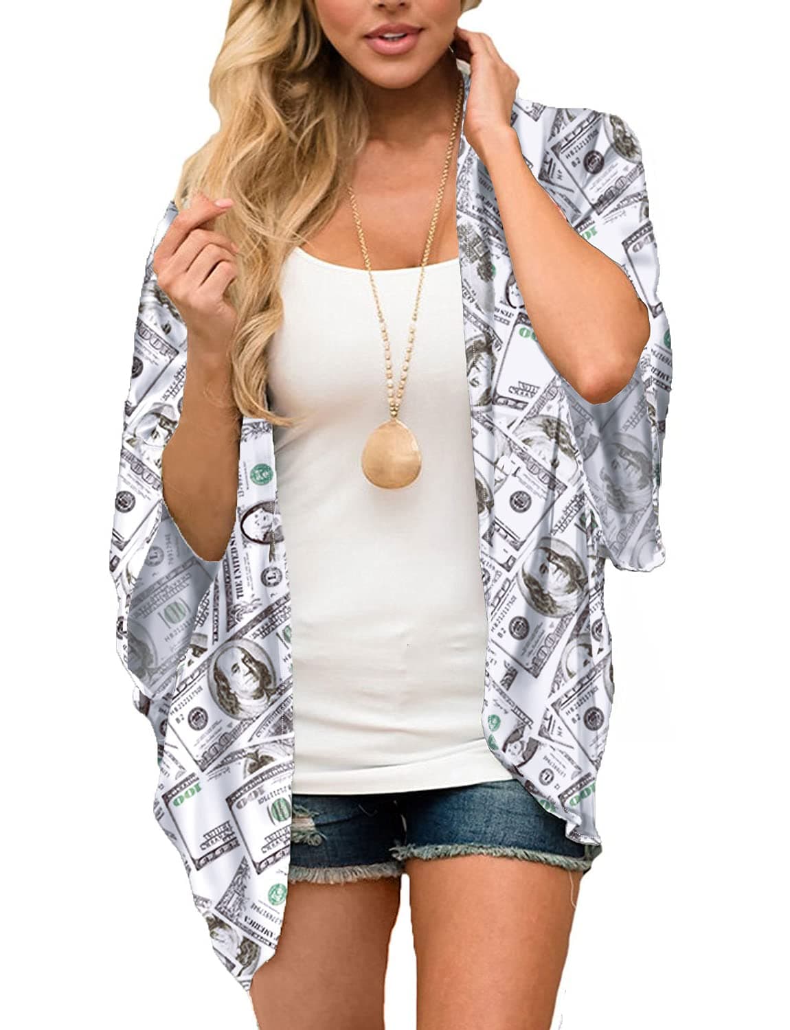 MayBuy Women's Summer Long Flowy Kimono Cardigans Boho Chiffon Floral Beach Cover Up Tops — view 20