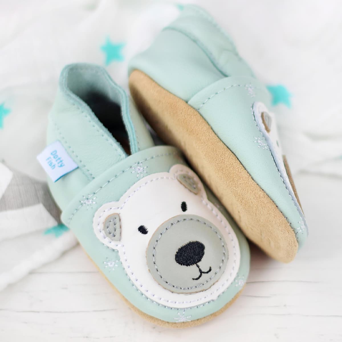 Dotty Fish Unisex Soft Leather Shoes, Unisex Baby First Walker Shoe — view 3