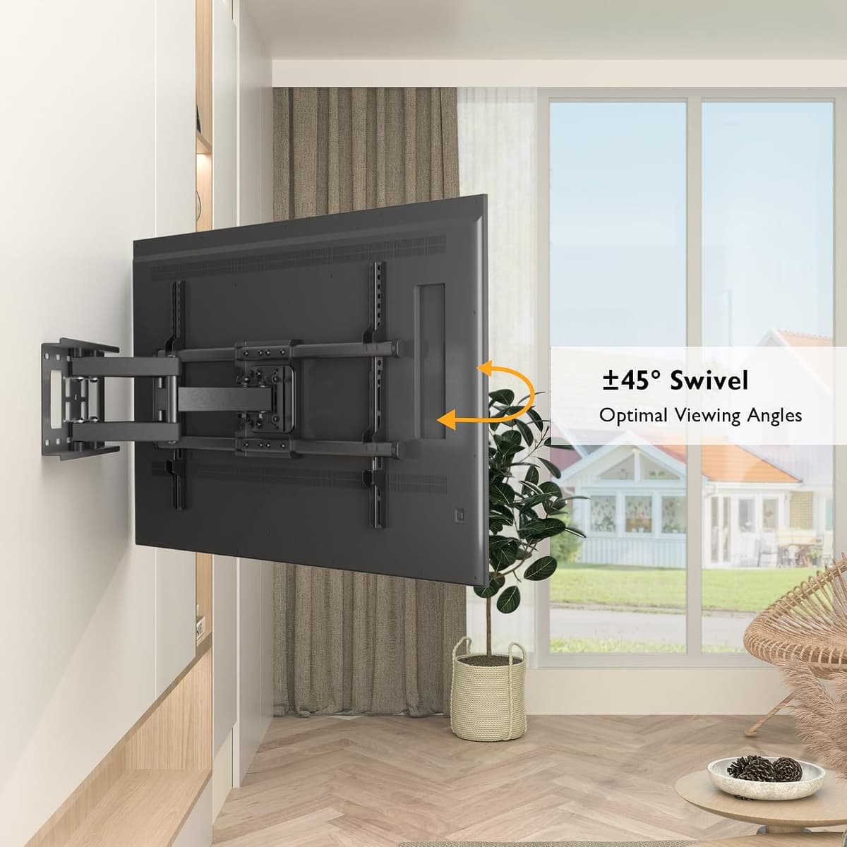 BONTEC TV Wall Bracket for 32-85 Inch LED LCD, Full Motion Swivel Tilt TV Wall Mount, Heavy Duty Dual Arms up to 60kg, Max VESA 600x400mm, Universal TV Mount with Bubble Level and Cable Ties — view 2