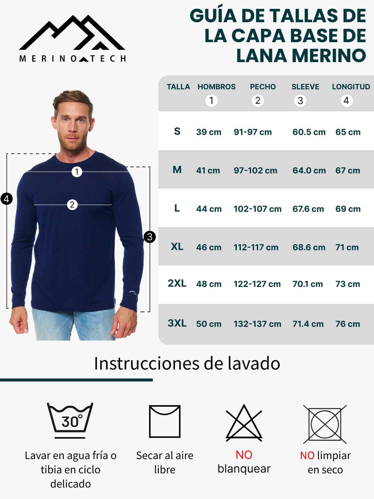 Merino.tech Camiseta Lana Merino Hombre - Deportiva Ropa Térmica 100% Lana Merino Ligero, Medio, Pesado con Calcetines — view 7