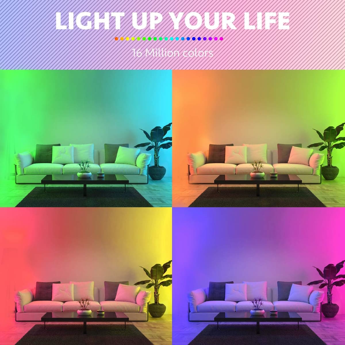Mexllex LED Strip Lights 10M (1X10M) APP Control Colour Changing LED Lights with Remote, Music Sync Built-in Mic, SMD RGB Light Strips RGB LED Strip, Led Lights for Bedroom Home Decoration — view 8
