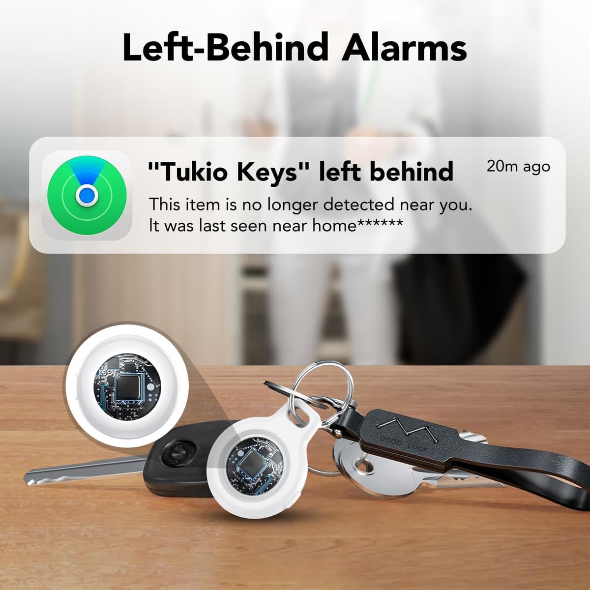 Air Tracker Tag Bluetooth Item Finder 2 Pack Black and White, Compatible with Apple Find My APP (iOS Only), 100dB Beep Tag, Replaceable Battery, Item Finder and Locator for Keys/Luggage/Bags/Wallets — view 5