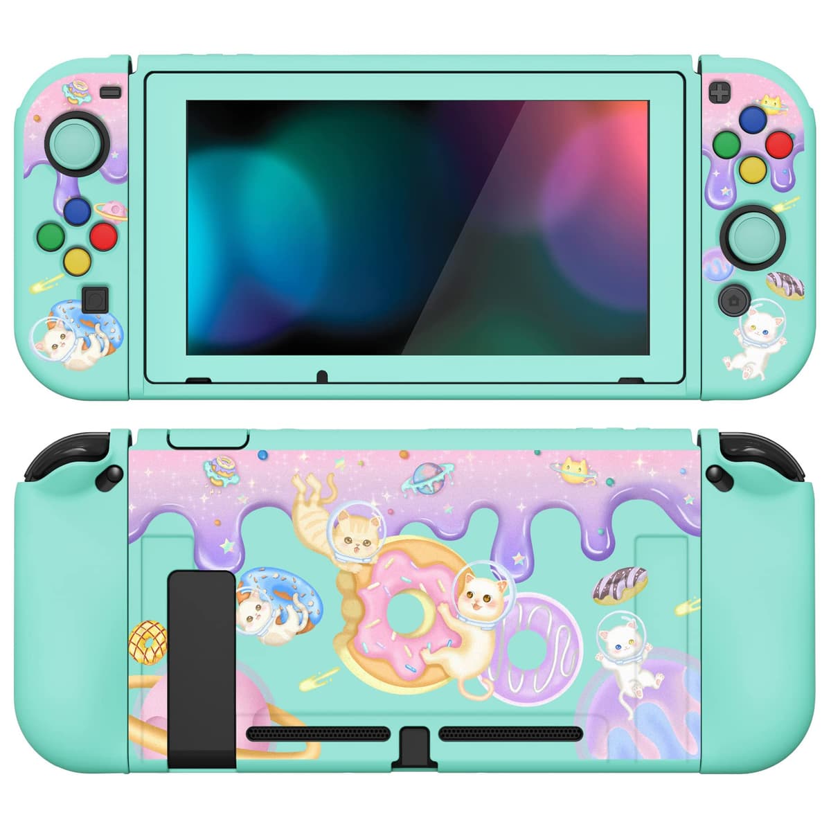 playvital ZealProtect Soft Protective Case for Nintendo Switch, Flexible Cover Protector for Switch with Screen Protector & Thumb Grip Caps & ABXY Direction Button Caps - Cherry Bunny & Cherry Bear — view 43