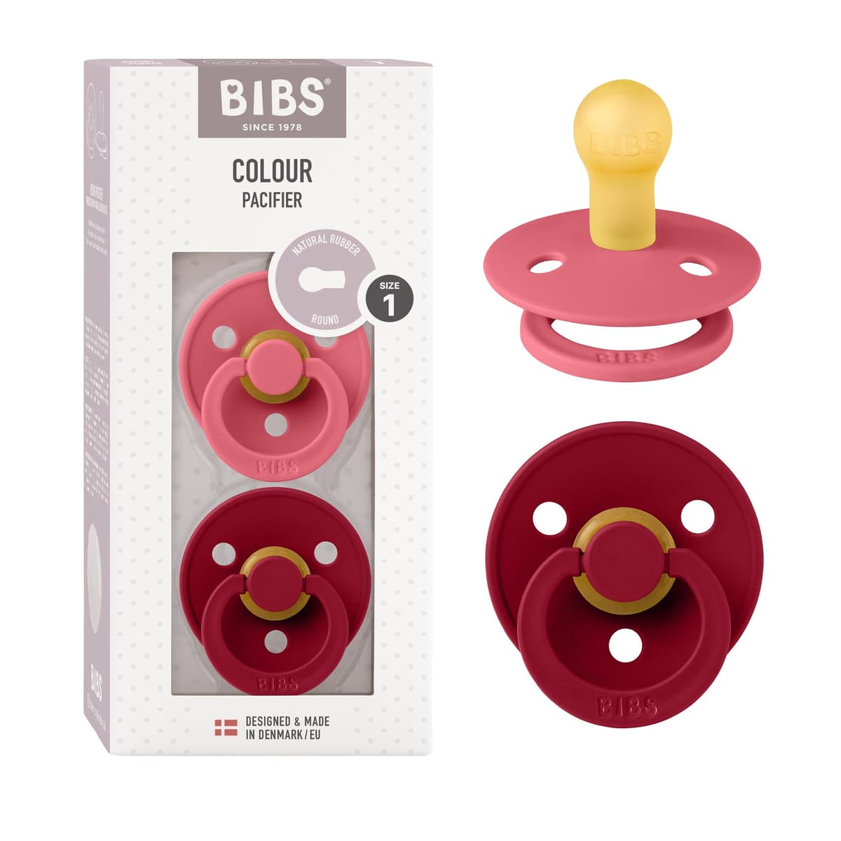 BIBS Colour Soother 2-Pack, BPA Free Dummy Pacifier, Round Nipple. Natural Rubber Latex, Size 2 (6-18 Months), Sky Blue/Steel Blue — view 36