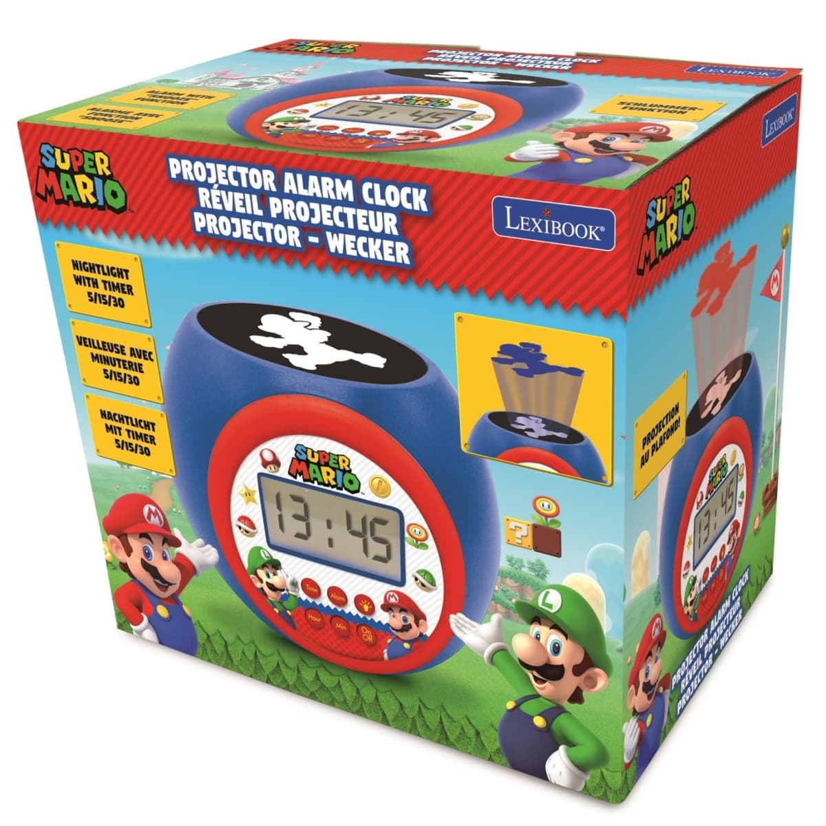 LEXIBOOK - Nintendo Super Mario Reloj Despertador con proyector con función de repetición y Alarma, luz Nocturna con Temporizador, Pantalla LCD, batería, RL977NILXB — view 6