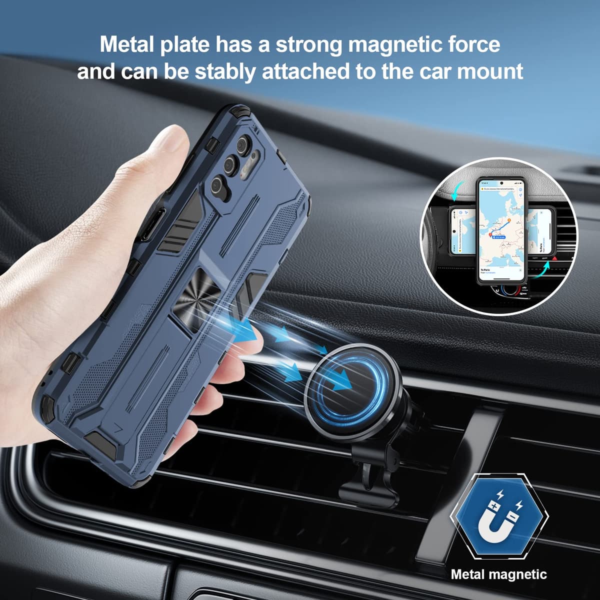Funda para CMF Phone 2 Pro, Carcasa Antigolpes con Soporte anular metálico, Case Protectora de Grado Militar, Negro — view 632