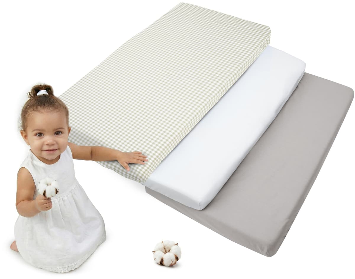Medi Partners Sabana Bajera Cuna 60x120 Set de 3-100% Algodon Sabanas de Algodón Bebe Ropa de Cama para Bebés Dormir Cuna Fitted Bed Sheet Protector (Safari-Blanco-Gris) — view 18