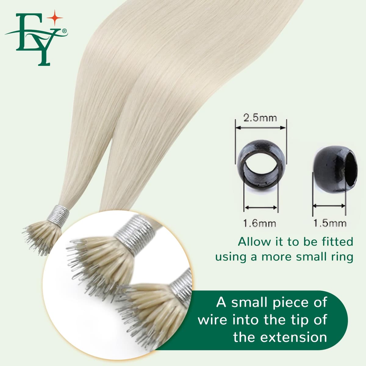 Easyouth Nano Hair Extensions Real Human Hair Blonde Nano Beads Hair Extension Human Hair Platinum Blonde Nanos Loop Hair Extensions Pre Bonded for Natural Look 14 Inch 50g 1g/Strand #1000 — view 5