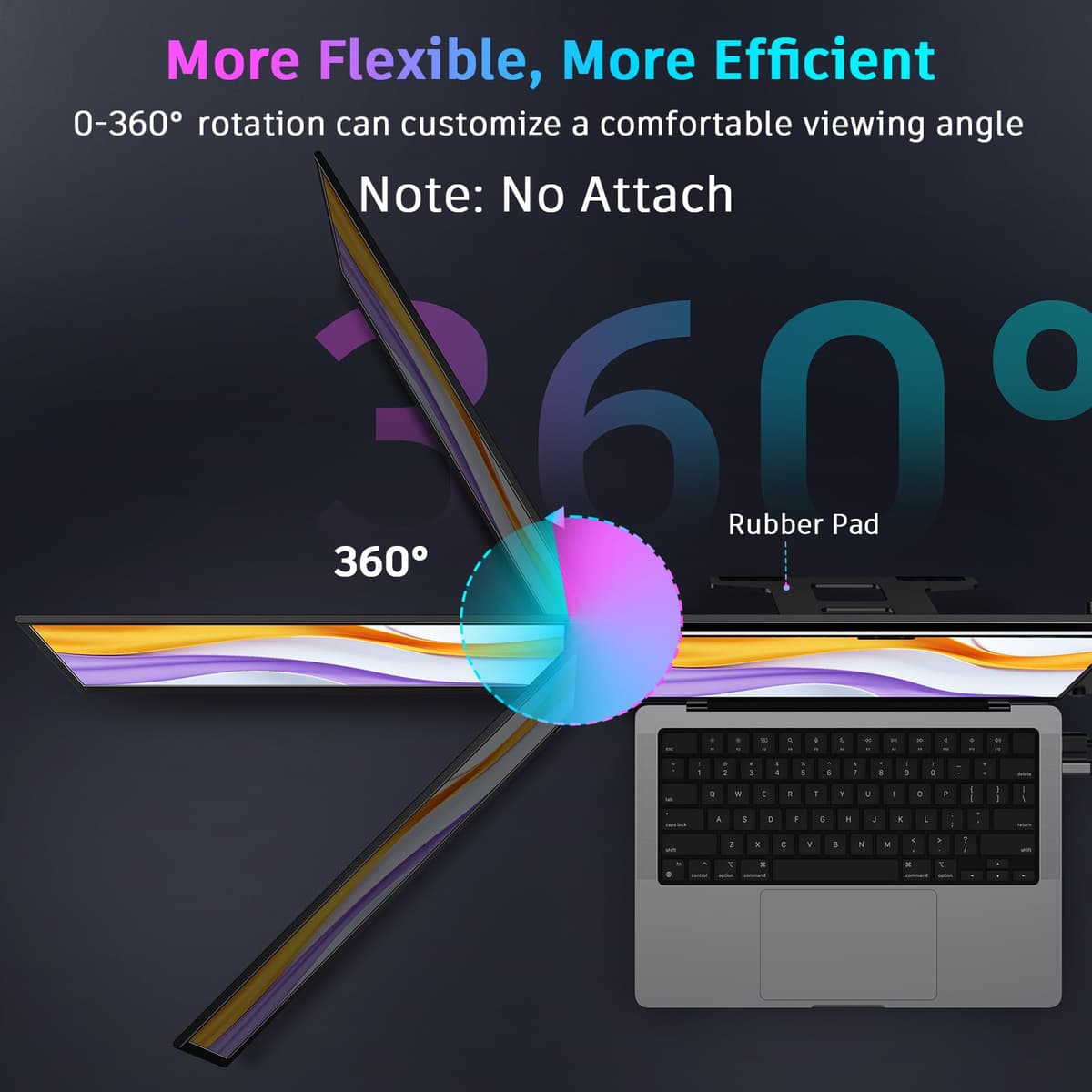 QQH Laptop Screen Extender, 15.6" Triple Portable Monitor with Ultra-Slim FHD IPS Display, One Cable USB-C Monitor Extender Compatible with MacOS, Windows, Android for 12-16" Laptop (Driver Need) — view 7