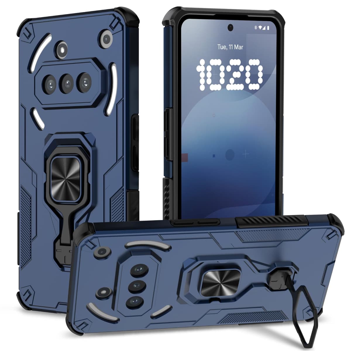 Funda para CMF Phone 2 Pro, Carcasa Antigolpes con Soporte anular metálico, Case Protectora de Grado Militar, Negro — view 1426