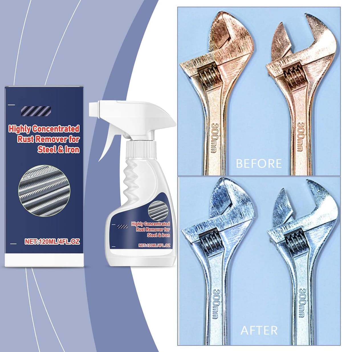 2Pcs Heavy-Duty Metal Rust Remover,2026 New Upgrade Highly Concentrated Rust Remover,Anti-Rust Converter Spray,Highly Effective Powerful Metal Rust Remover for Metal Stainless Steel — view 2