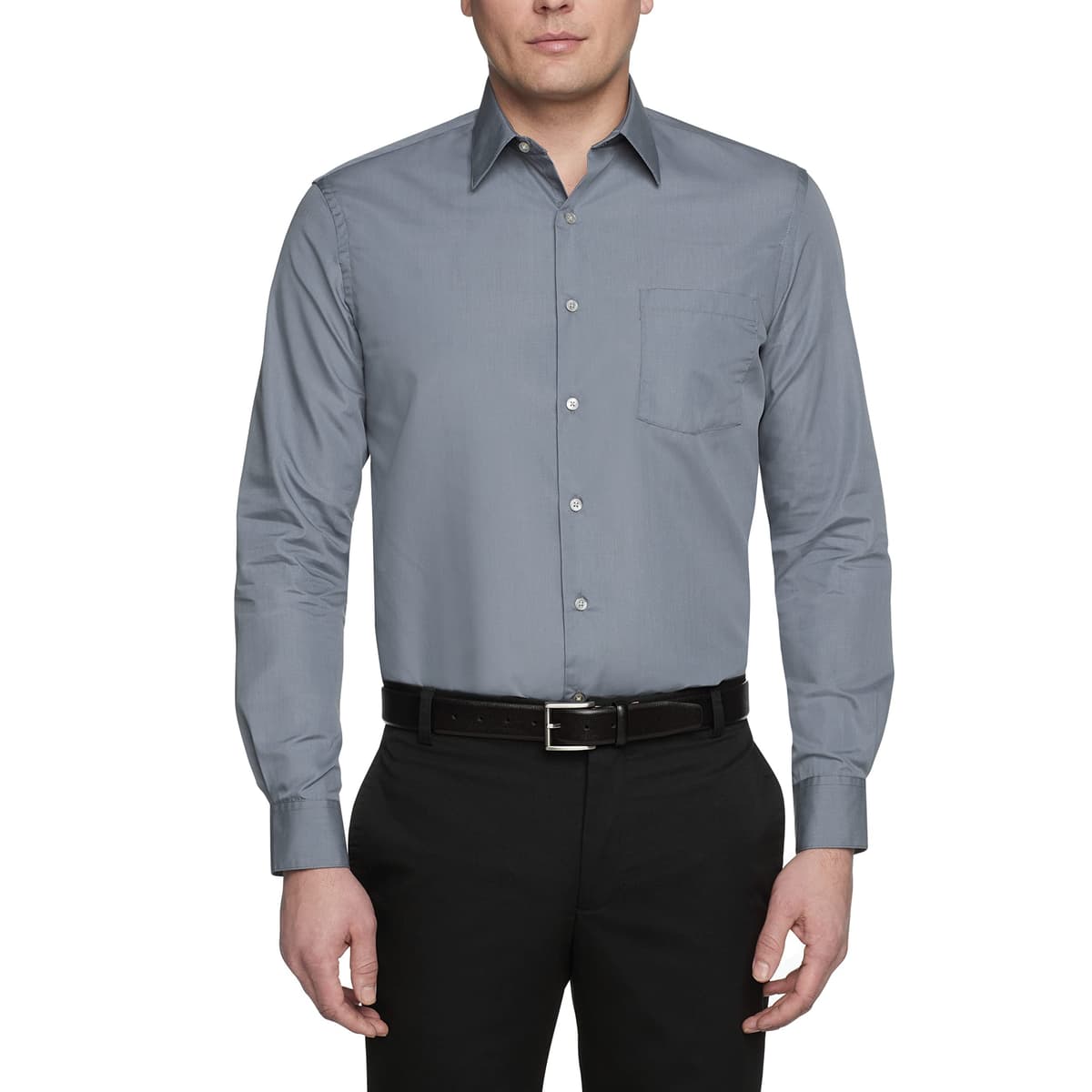 Van Heusen Mens Dress Shirt Regular Fit Poplin SolidDress Shirt — view 9