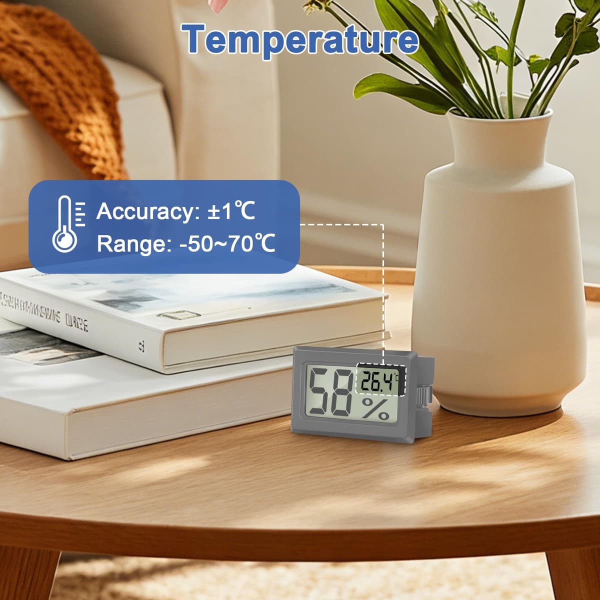 EEEKit Higrómetro Termómetro Digital, Pack de 5 Medidores de Temperatura y Humedad, Mini Higrómetro para Interior y Invernadero — view 2