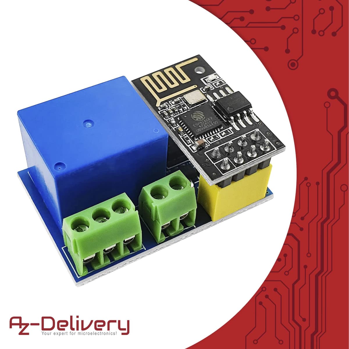 AZDelivery 5 x ESP8266-01S ESP-01S Serial Wireless WLAN WiFi Transceiver Module 80MHz 1MB Flash 5V with ESP8266 Relay Adapter compatible with Arduino Including E-Book! — view 4