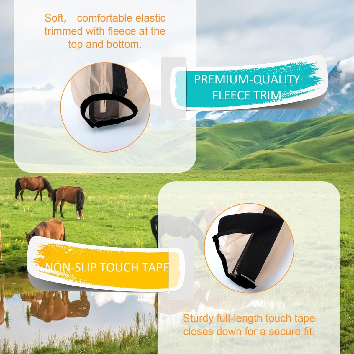 4 fundas antimosquitos para patas de caballo, tamaño universal, malla fina, botas de caballo transpirables, accesorios para botas de caballo para aliviar la irritación de las articulaciones, daños en — view 3