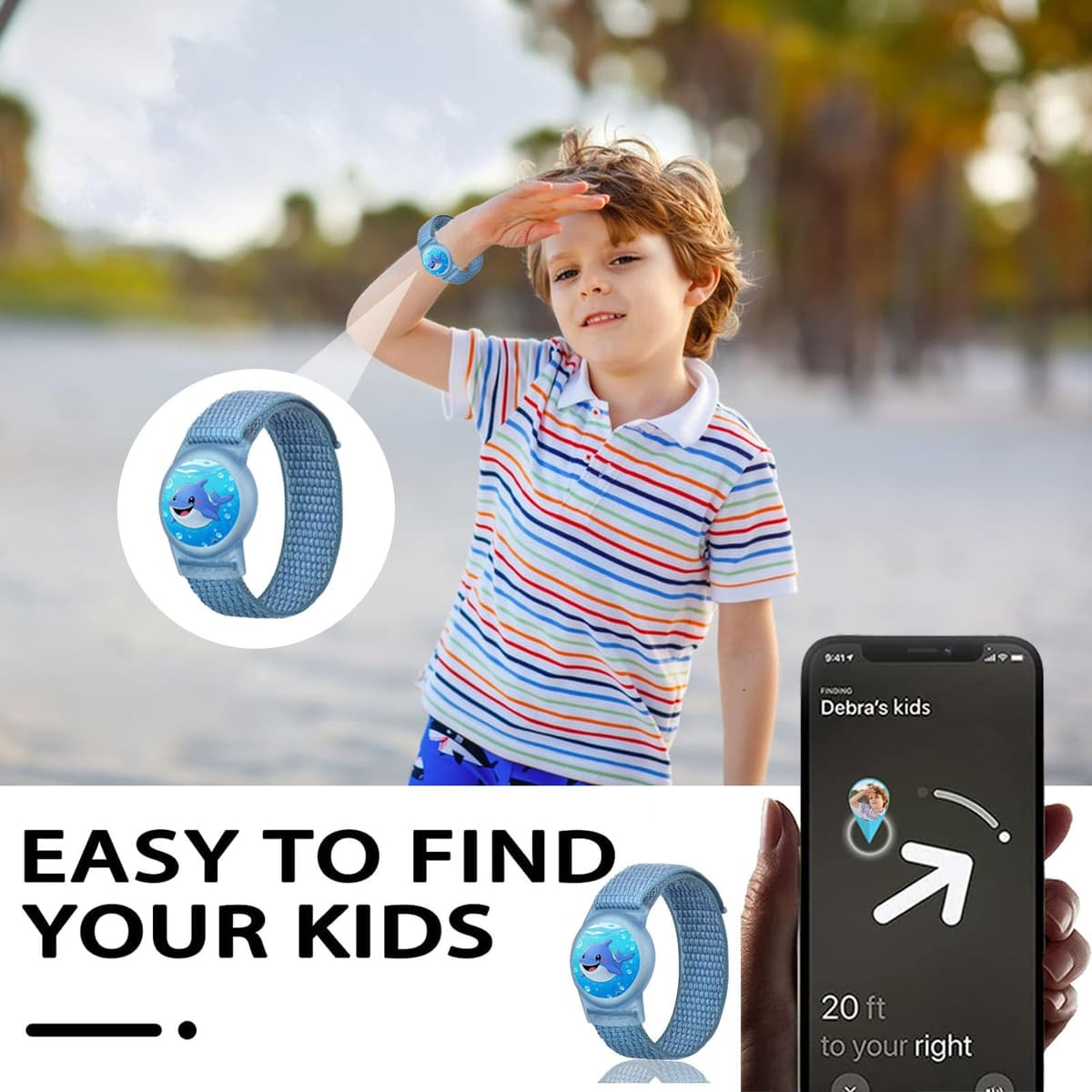 Airtag Pulsera niño, Funda Airtag Llavero Case Holder, Correa protección niños, localizador GPS Pulsera para niño Anti-arañazos — view 3