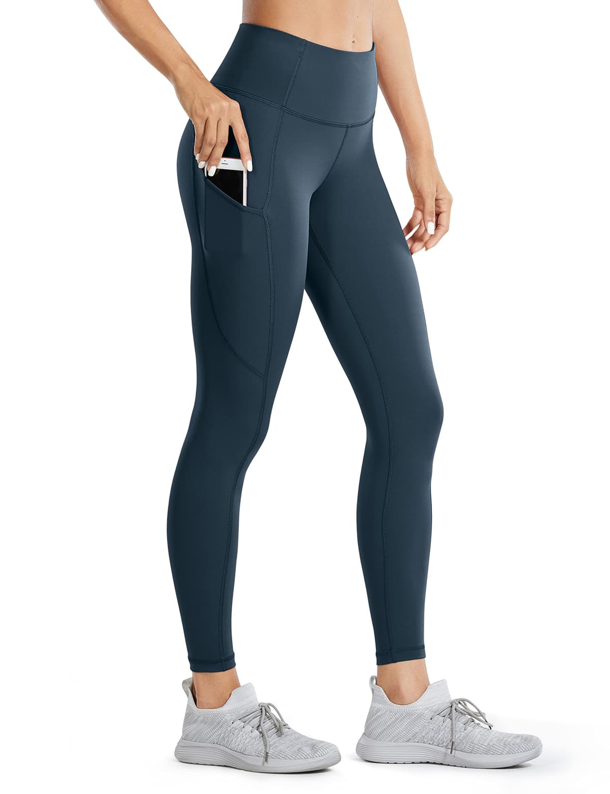 CRZ YOGA Women's Naked Feeling Gym Leggings Squat Proof High Waist Yoga Pants Sports Tights with Pockets - 25 Inches — view 12