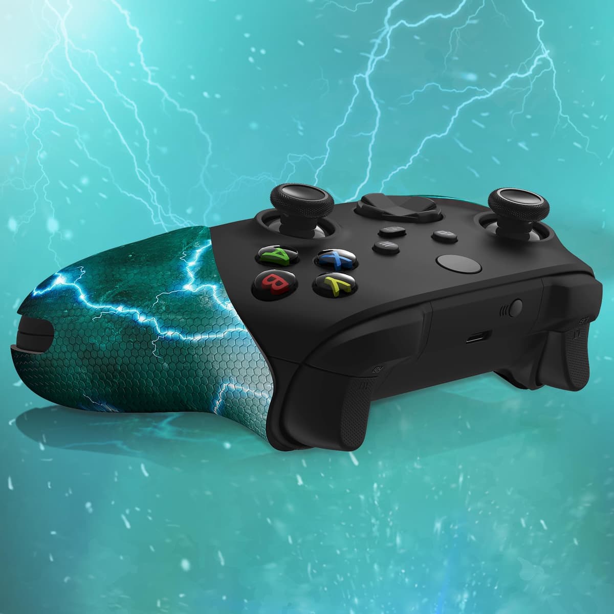 eXtremeRate PlayVital Soft Rubber Grip for Xbox Series X/S Controller - Anti-Slip Sweat-Absorbent Handle Pads, Non-Slip Textured Cover (Green Storm Thunder) — view 7