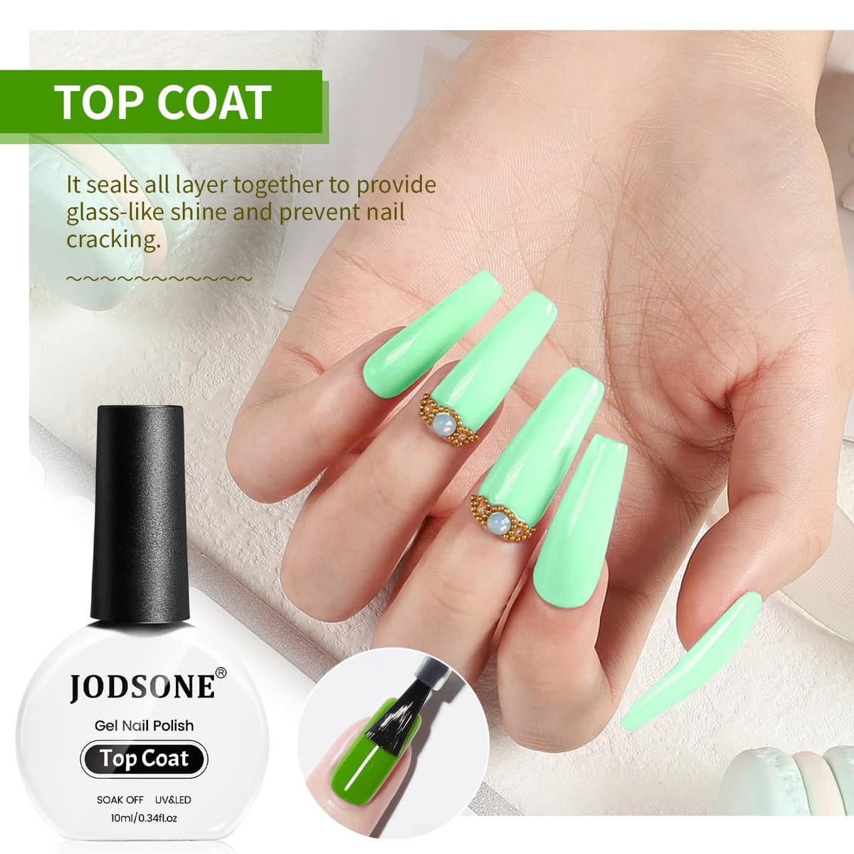 JODSONE 2 Botellas 10ml De base y top coat semipermanente Gel Polish Set Superficie Brillante En Casa DIY Nail Salon Girl Regalo — view 4
