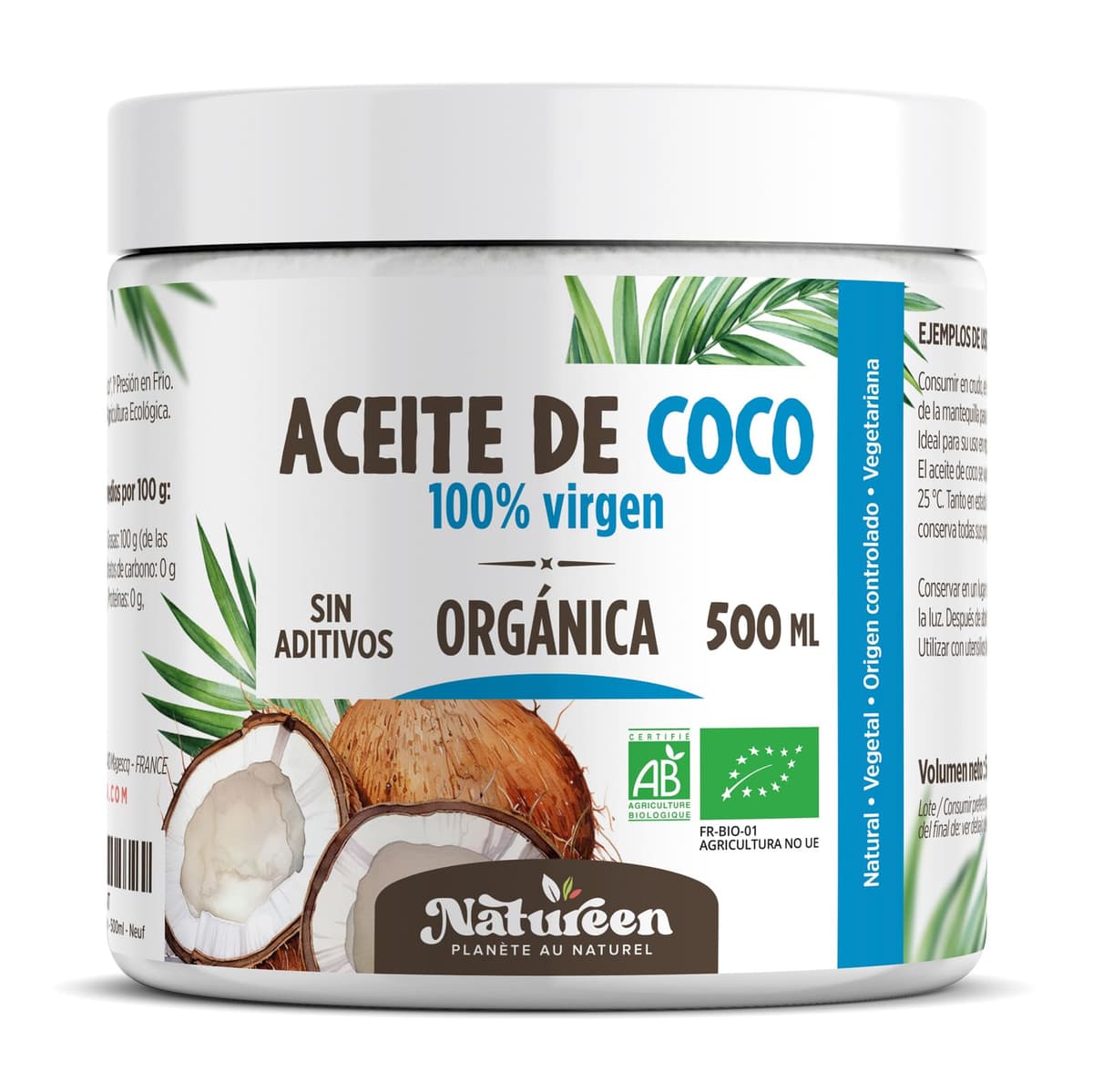 Aceite de Coco Virgen Orgánico 1 L - PRENSADO EN FRIO - Ideal para Cocinar - Ingredientes Naturales - Virgen Extra - Hidrata Piel y Cabello - Apto para Veganos — view 10