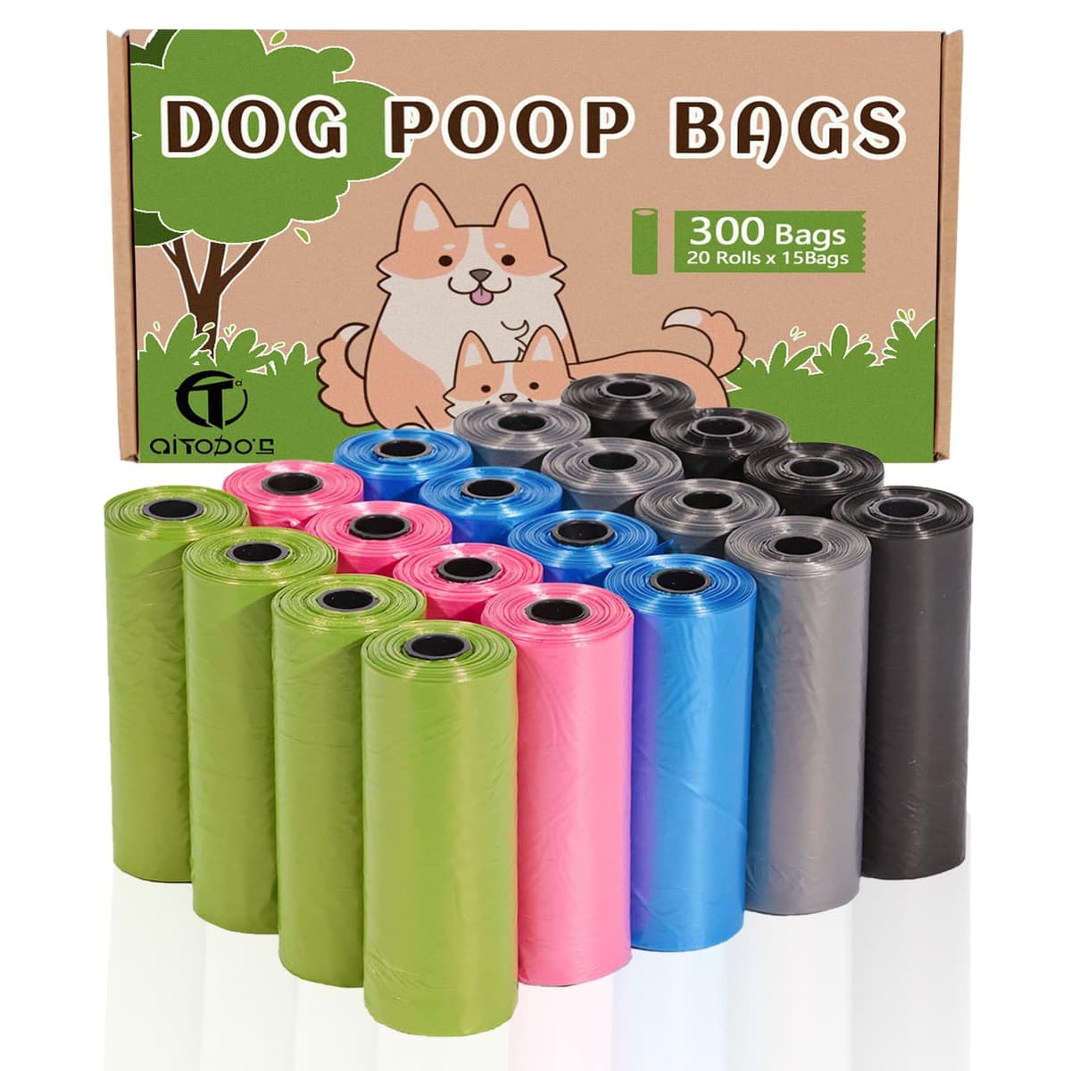 AiTodos® 600PCS Bolsas Caca Perro, Verde - Bolsas Excrementos Perros - Adecuado Salir de Casa, 31 * 22CM, Polietileno-Material, Portátil (40 Rollos, 15 por Rollo) -Poop Bags — view 9