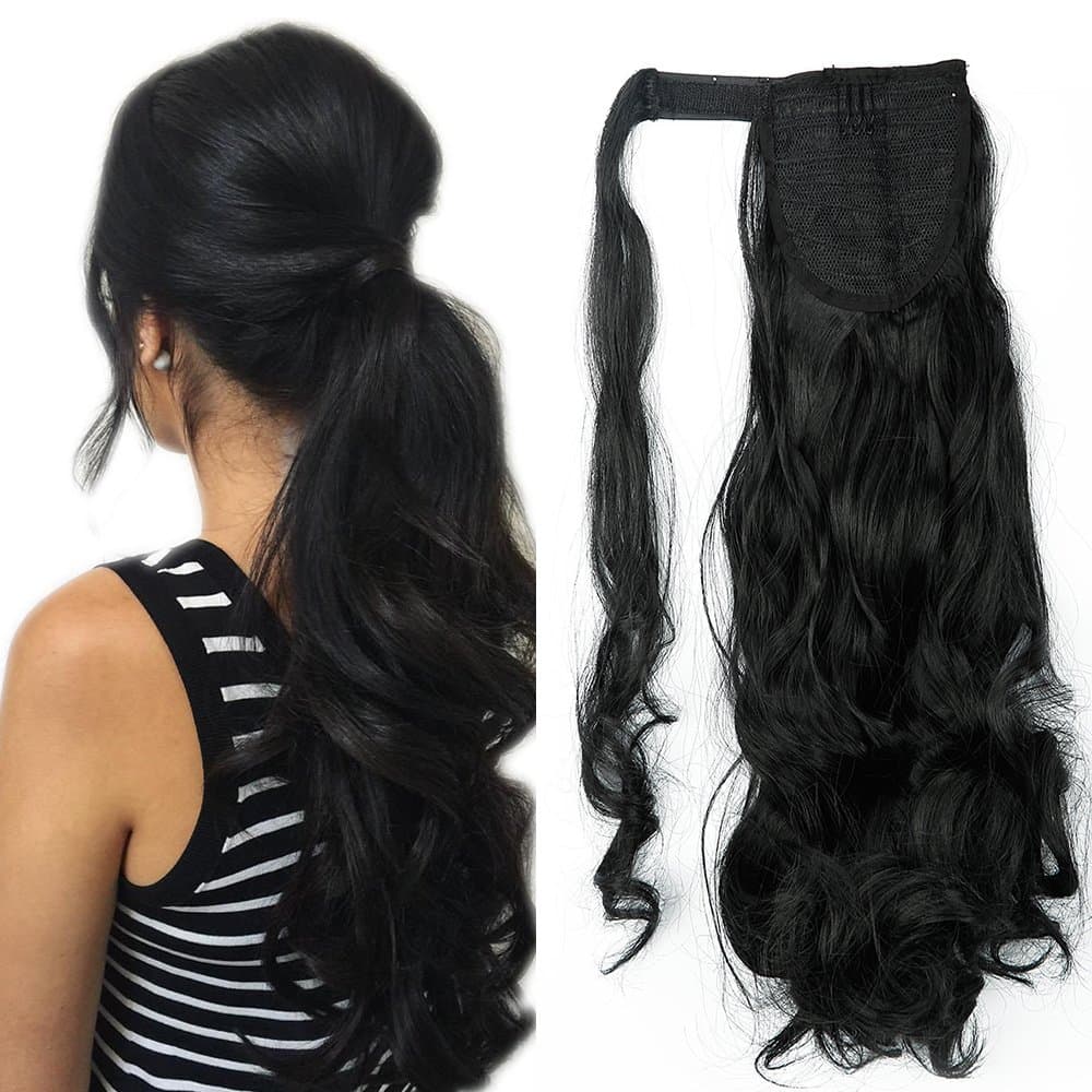 17"(43cm) SEGO Ponytail Long Synthetic Hair Looks Natural [Red Brown/Orange] Clip in Hair Extensions Curly Tail Ponytail Extension (90g) — view 67