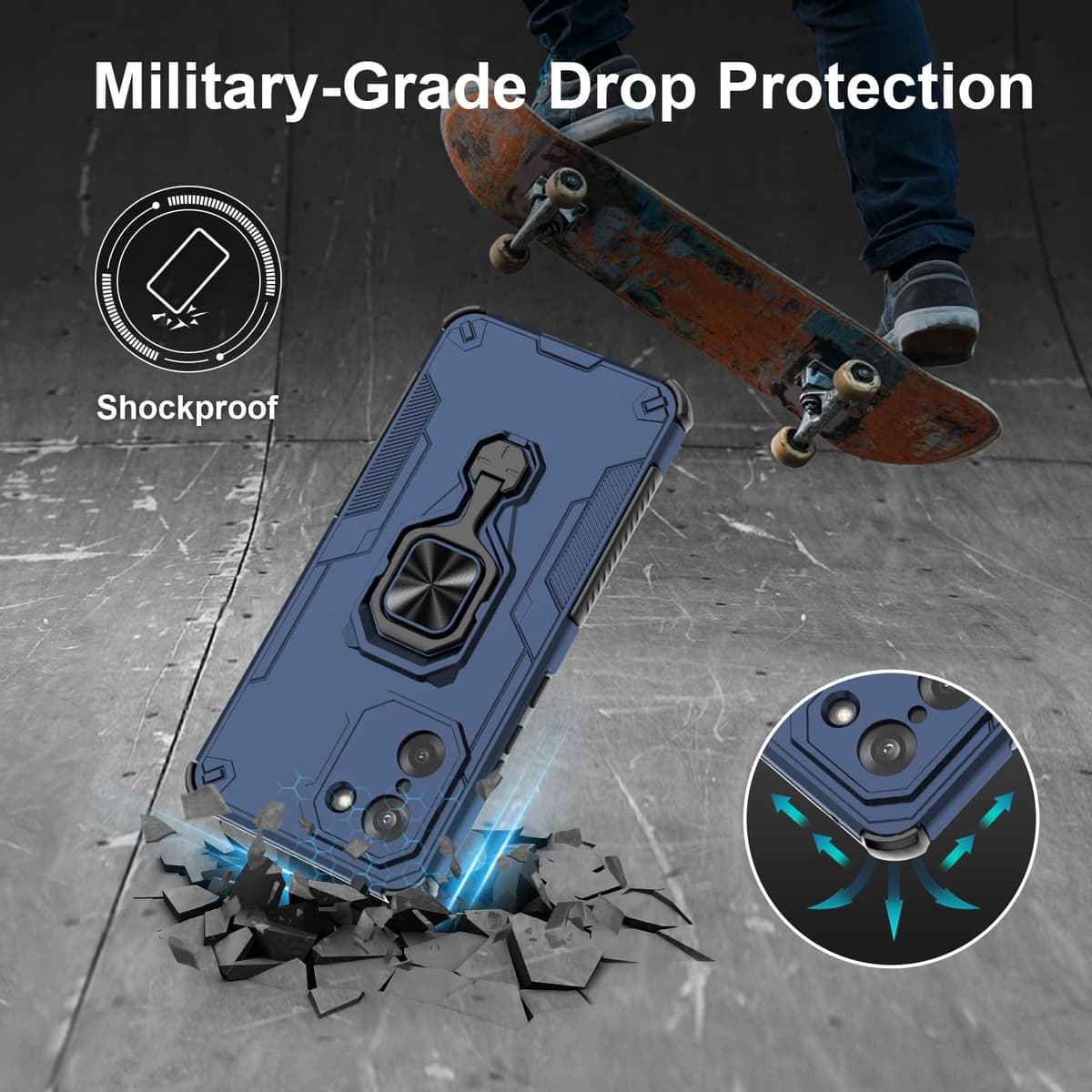Funda para CMF Phone 2 Pro, Carcasa Antigolpes con Soporte anular metálico, Case Protectora de Grado Militar, Negro — view 507
