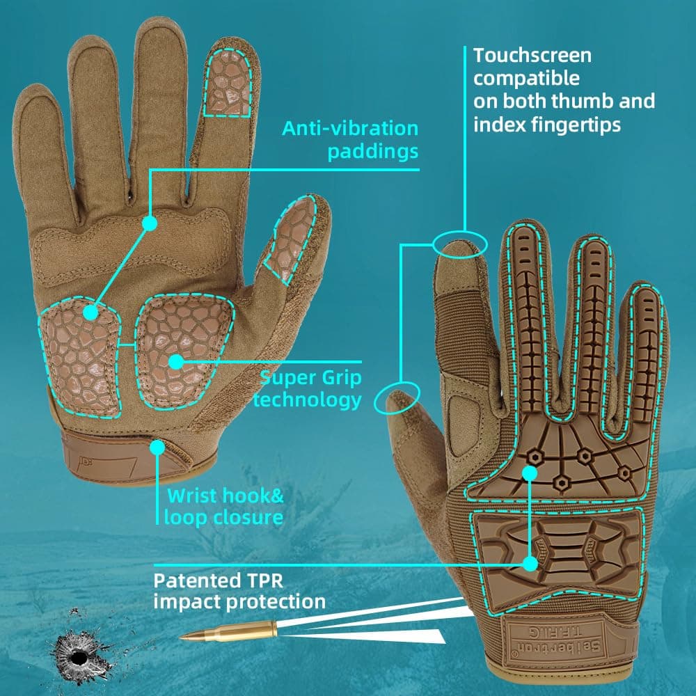 Seibertron T.T.F.I.G 2.0 Men's Tactical Military Gloves Flexible Rubber Knuckle Protective for Combat Hunting Hiking Airsoft Paintball Motorcycle Motorbike Riding Outdoor Gloves — view 4