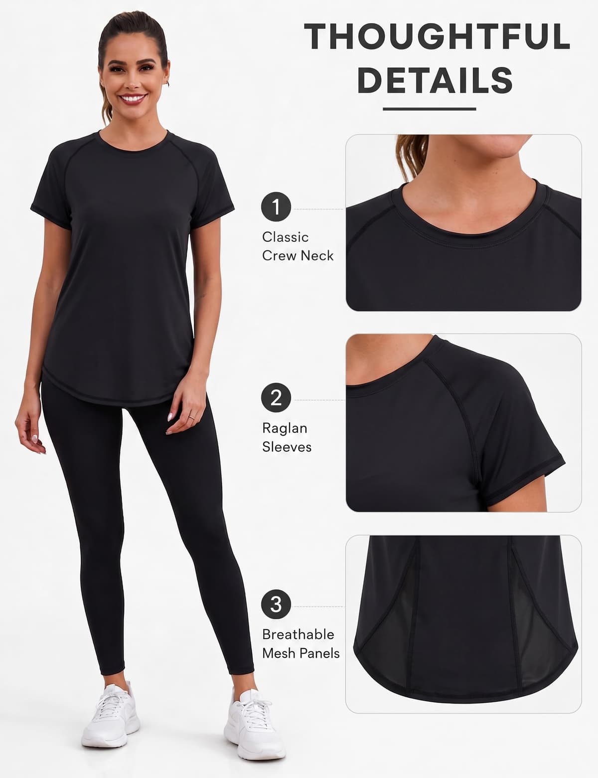 Terecey Camiseta Deportiva Mujer Manga Corta con Malla Espalda Camisetas Fitness de Secado Rápido para Entrenamiento Running y Ocio en Gimnasio Exterior y Casa — view 5