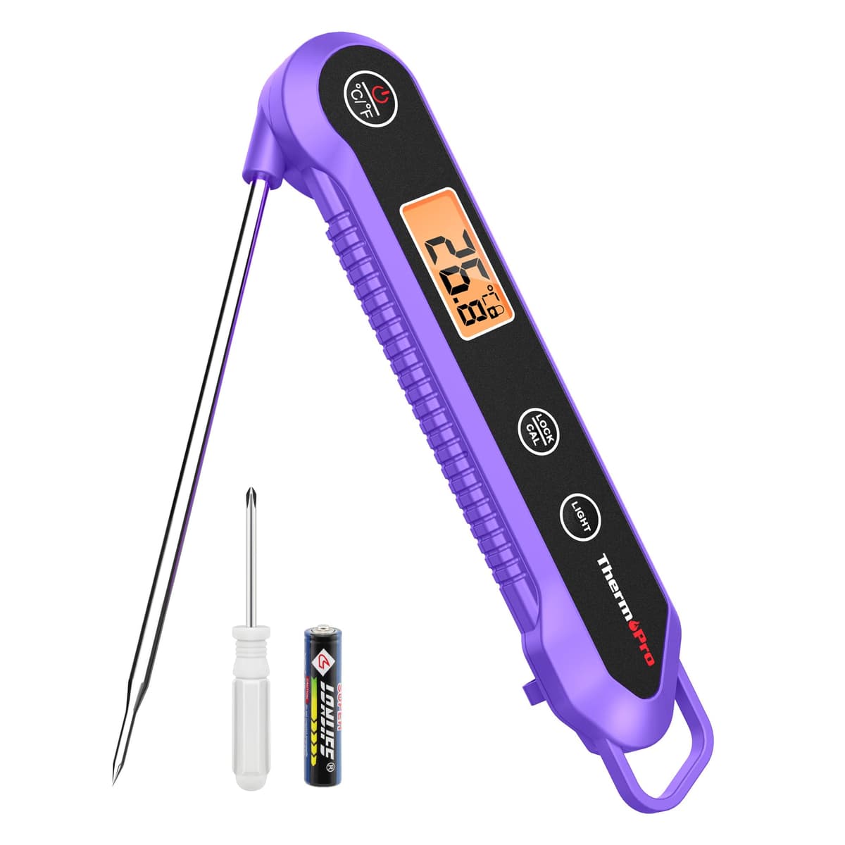 ThermoPro TP03H Meat Thermometer with IPX6 Waterproof, Food Thermometer Foldable Food Temperature Probe with LCD Backlight Calibration Lock Fuction, Kitchen Digital Instant Read Probe for Oil Jam Milk — view 8